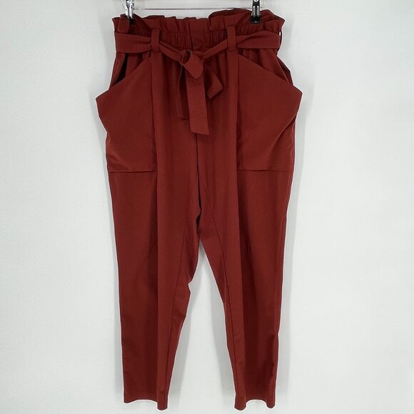 Athleta Skyline Pants Size 12 Cinnamon Brown Paper Bag‎ Waist  like new - Picture 2 of 7